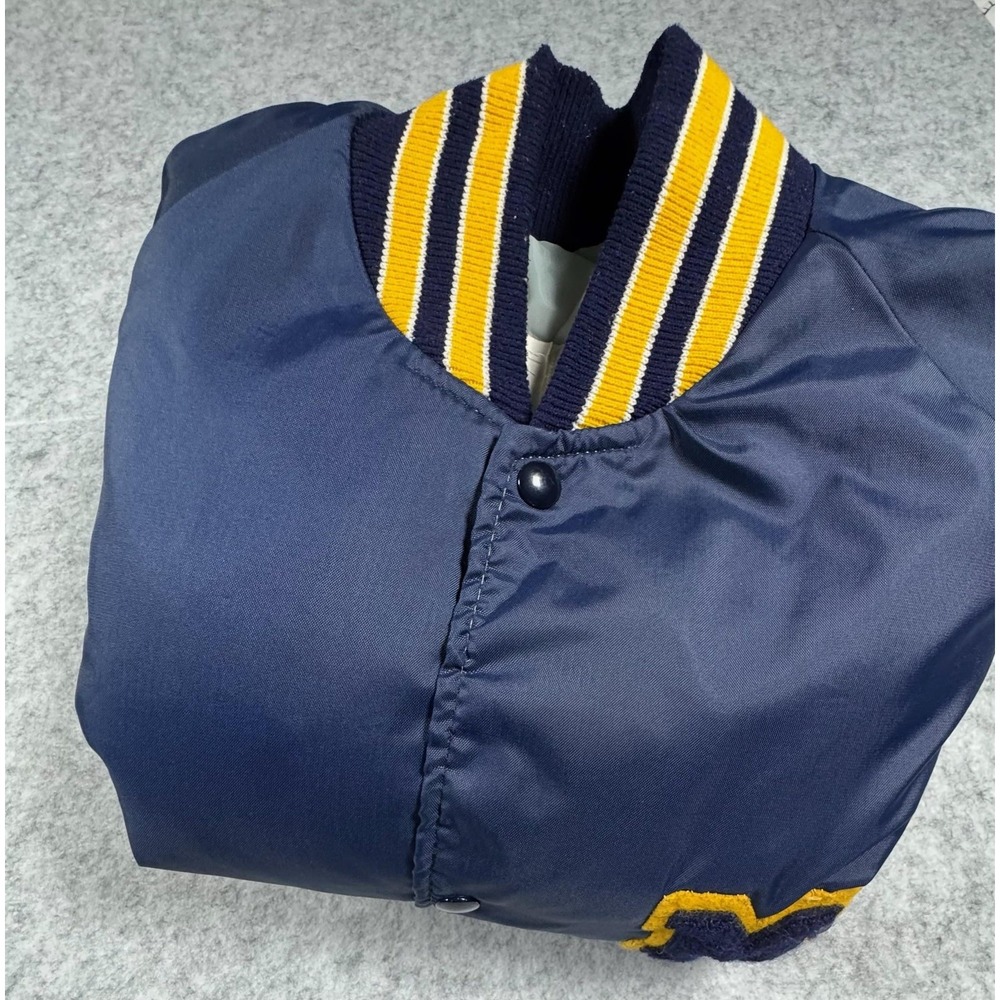 Vintage Michigan Wolverines Jacket Mens 2XL Blue DeLONG Nylon Varsity Snap USA - Picture 8 of 8
